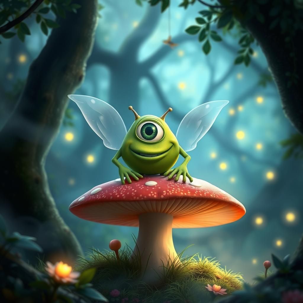 Mike Wazowski as Fairy in Dreamy Forest