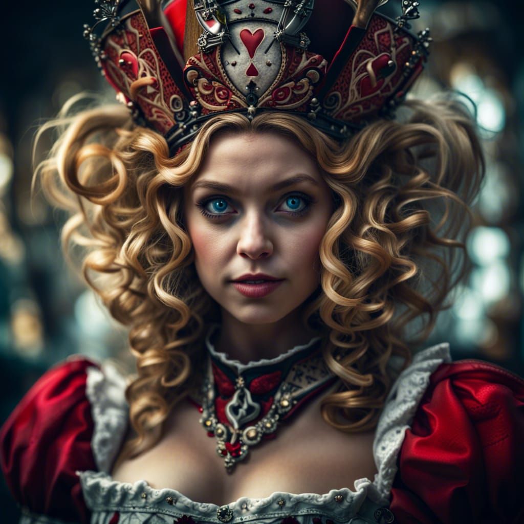 Hyperrealistic Alice as Queen of Hearts