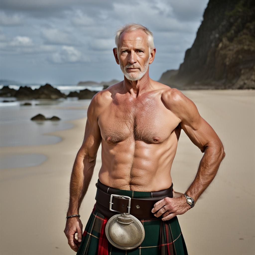 English Man in Kilt: Professional Beach Portrait