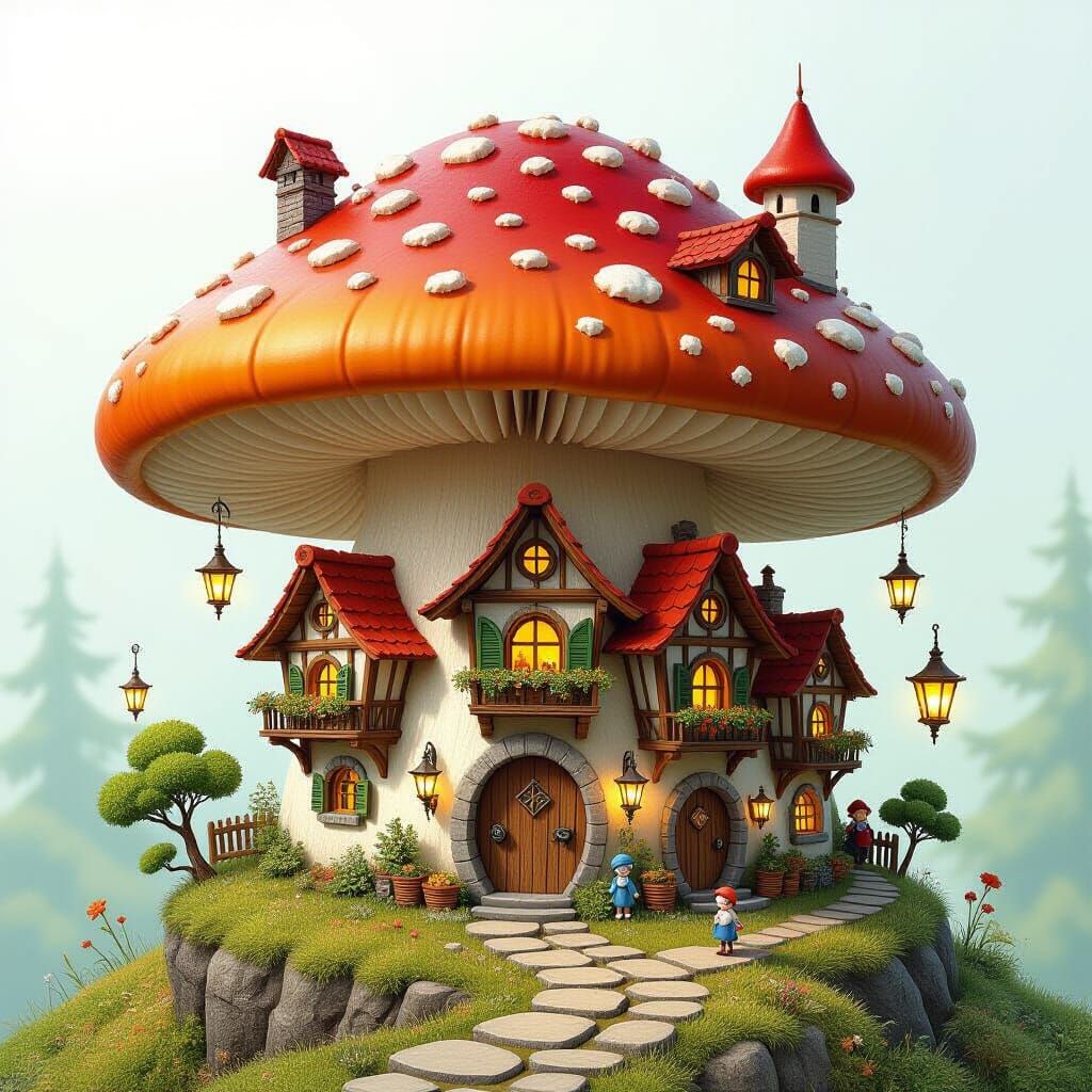 Mushroom Village: A Miniature World in Whimsical Style