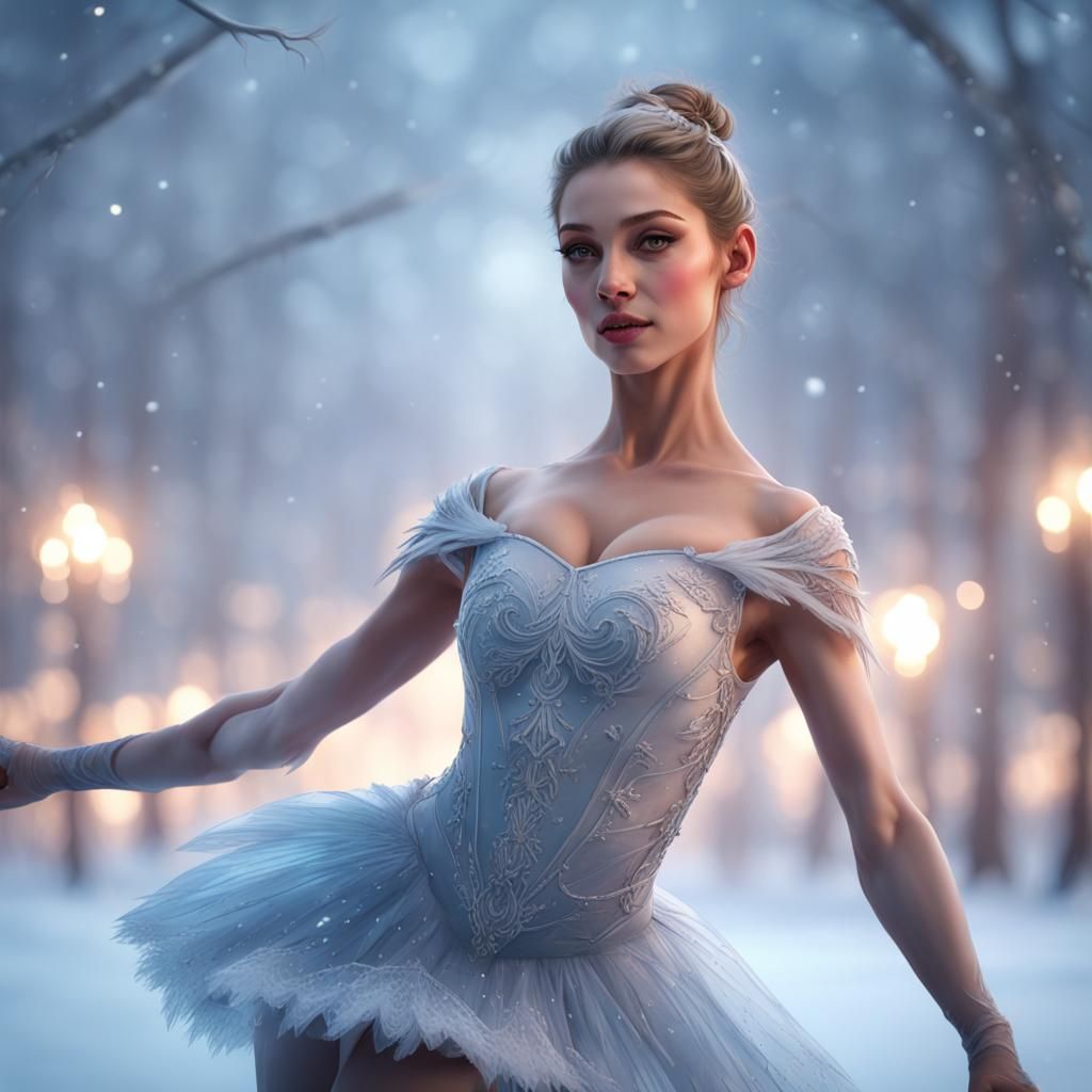 Ballerina's Winter Dance: A Hyperdetailed Portrait