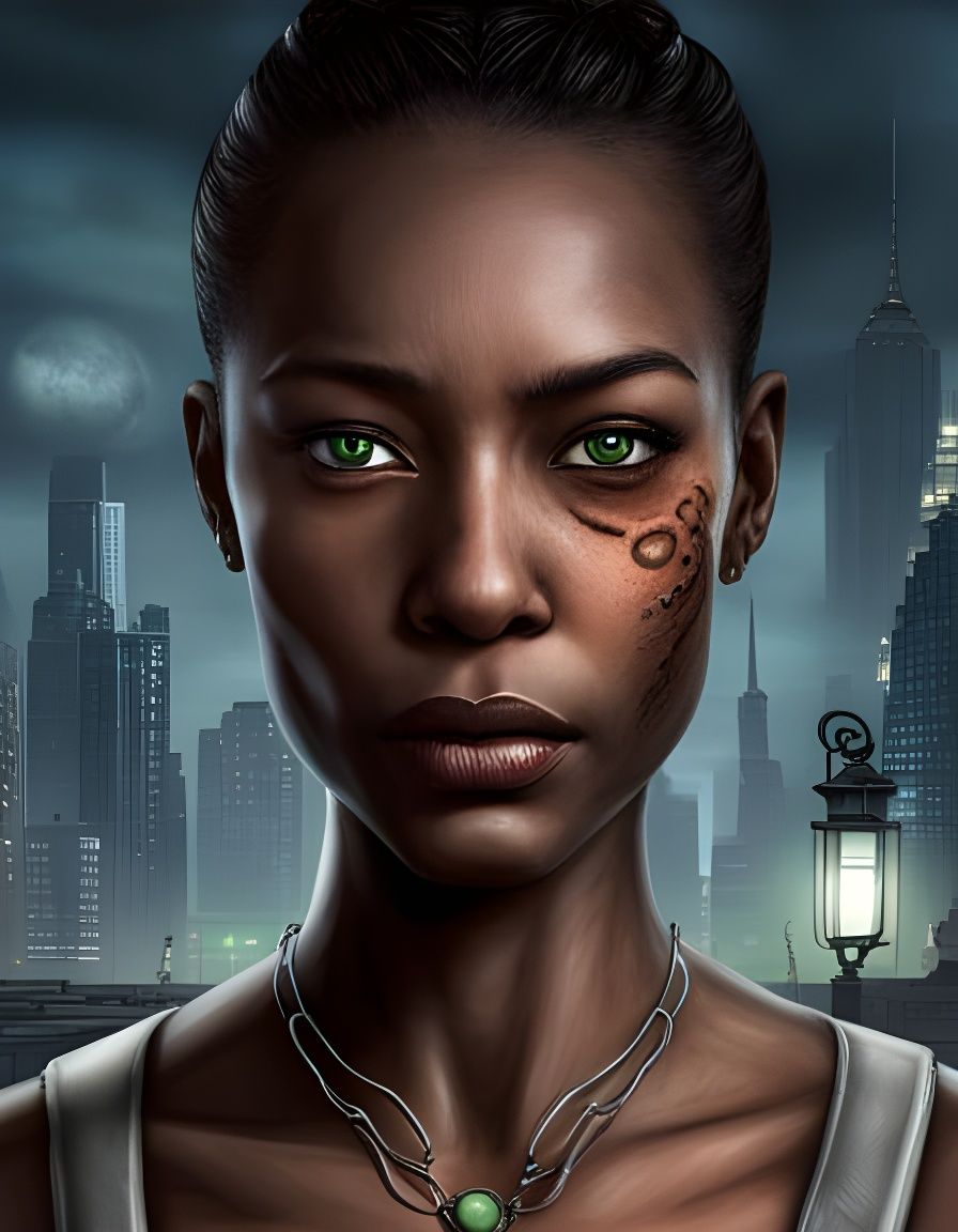 Post-Apocalyptic Woman with Green Eyes