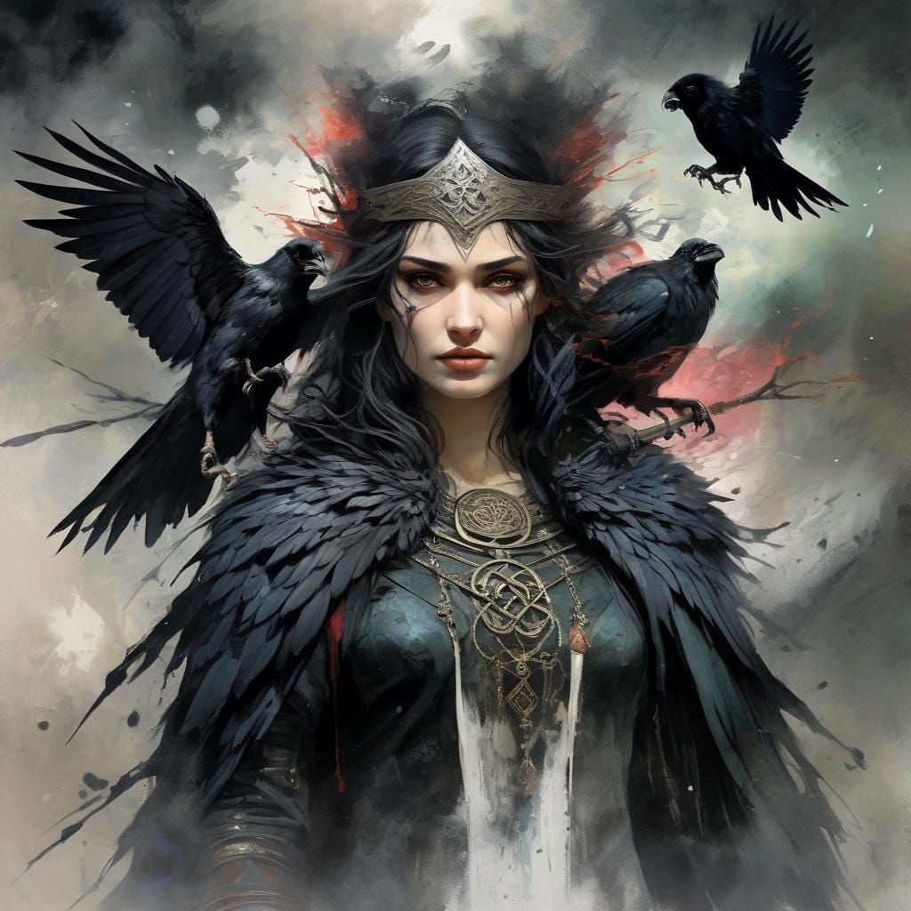Celtic goddess of war Morrigan, often depicted as a Raven
