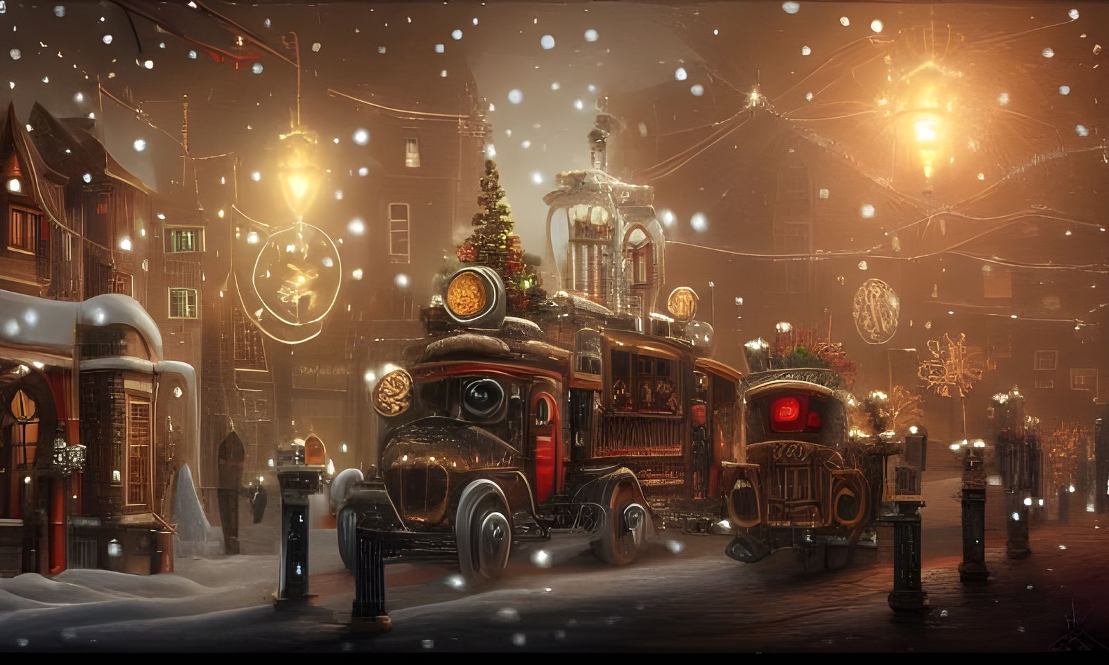 Festive Steampunk Christmas in Hyperdetailed Painting