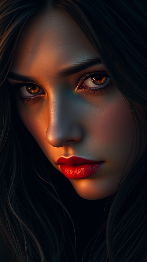 Introspective Woman Portrait in Hyperrealistic Digital Art