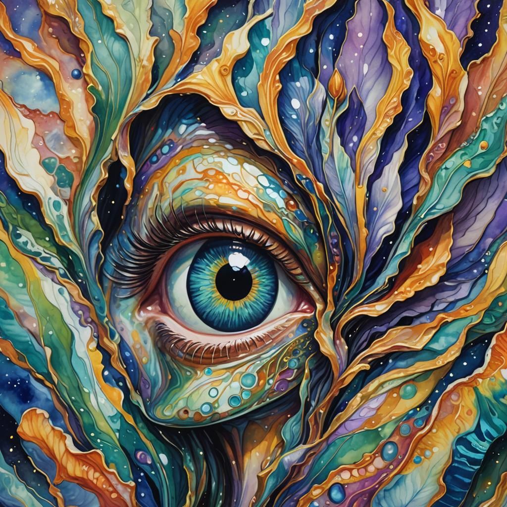 Iris Agate Alien Priestess in Gouache Style