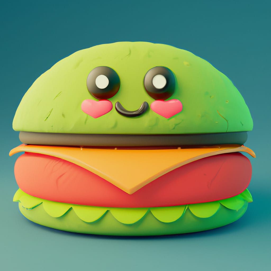 Happy Hamburger Plushie in Cinema 4D
