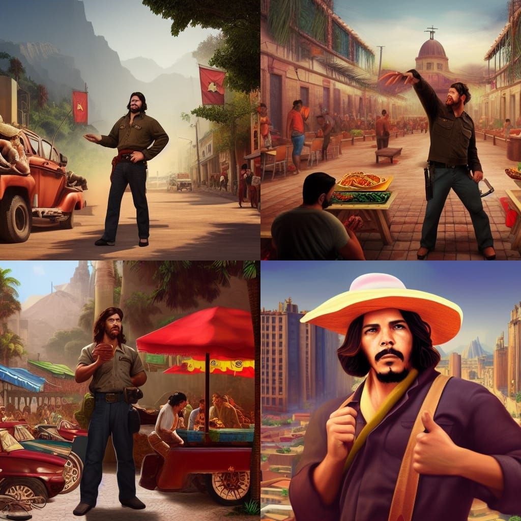Che Guevara Eating Tacos in Mexico City