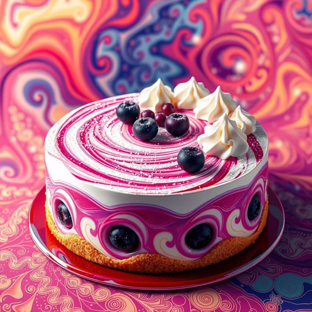 Vibrant Torta Gatto Imperatore with Abstract Background