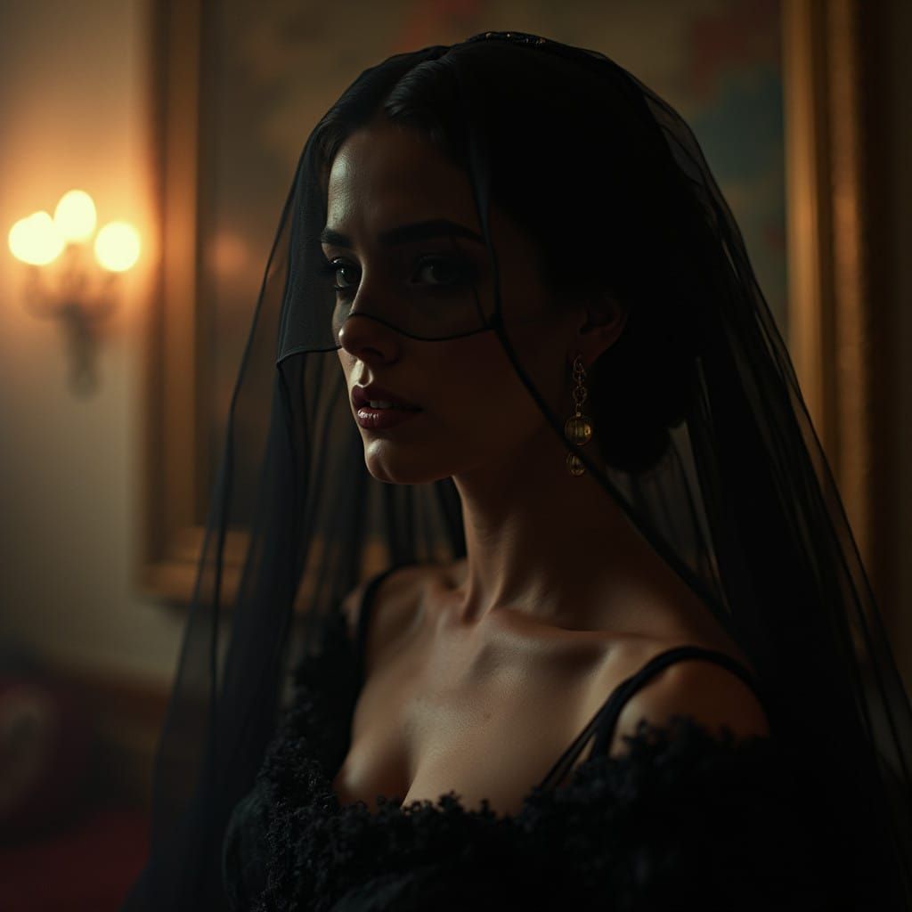 Elegant Woman in a Cinematic Era