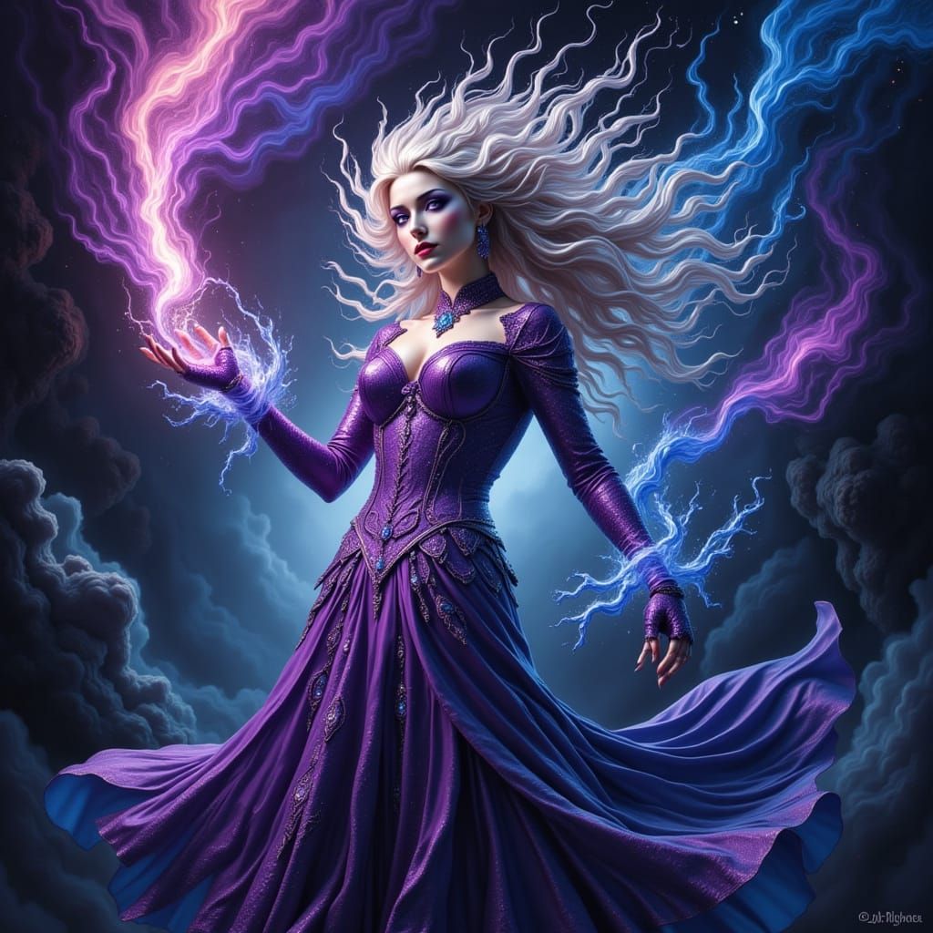 Cosmic Pasta Creature with Sapphire Sunflare Hair