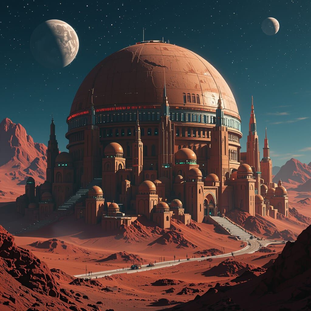 Domed City on Mars: Fantasy Concept Art