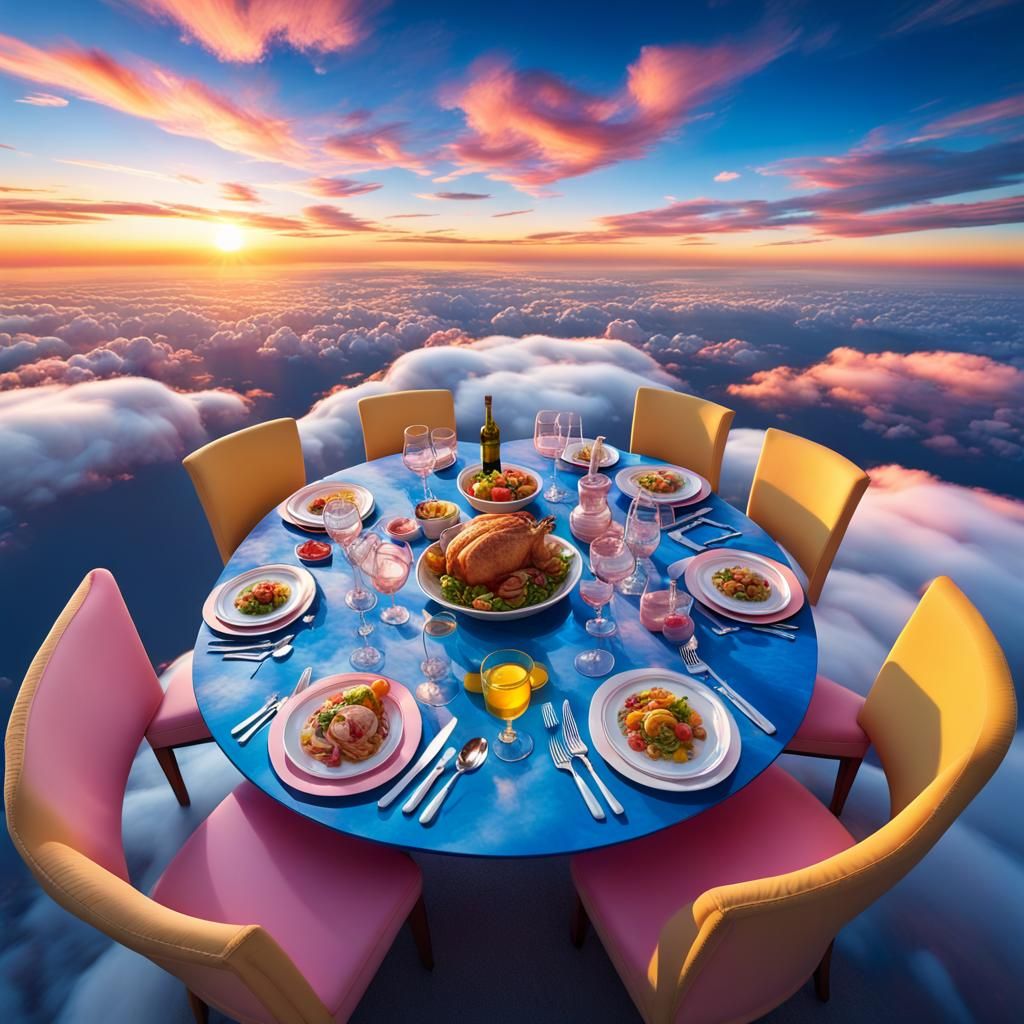 Dinner Table Above the World in Alex Andreev Style