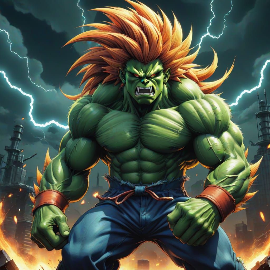 Blanka Unleashes Electric Power in Anime Style