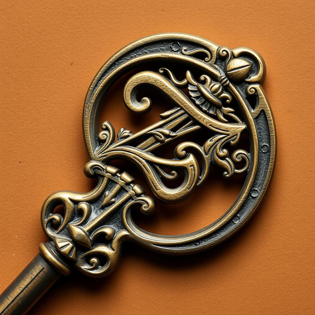 Art Nouveau Z Inside Vintage Skeleton Key