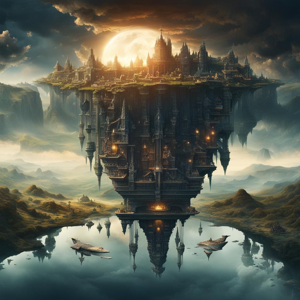 Upside Down Wolf Reflection: Digital Matte Painting