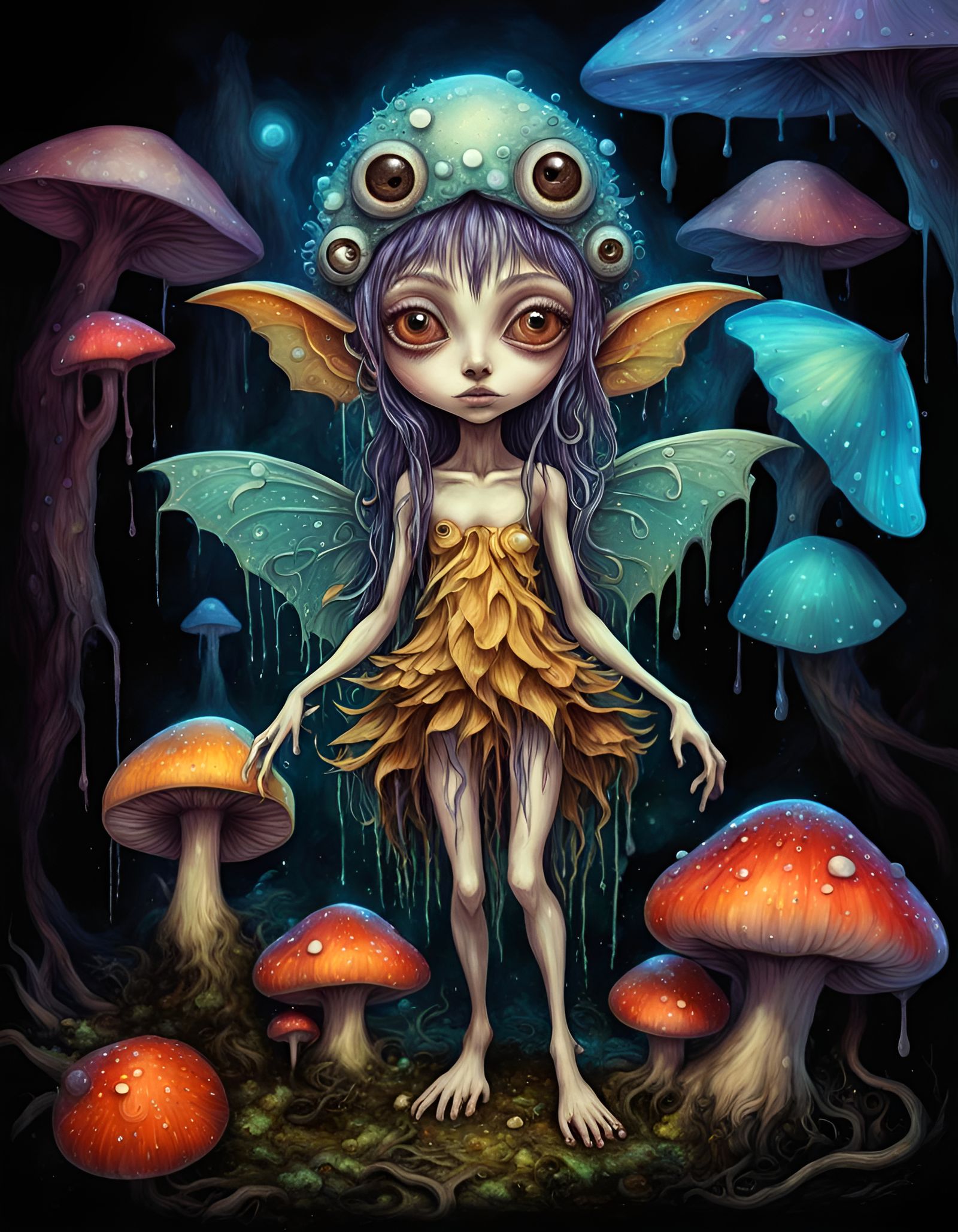 Fungal Fairy in Pop-Surrealist Style