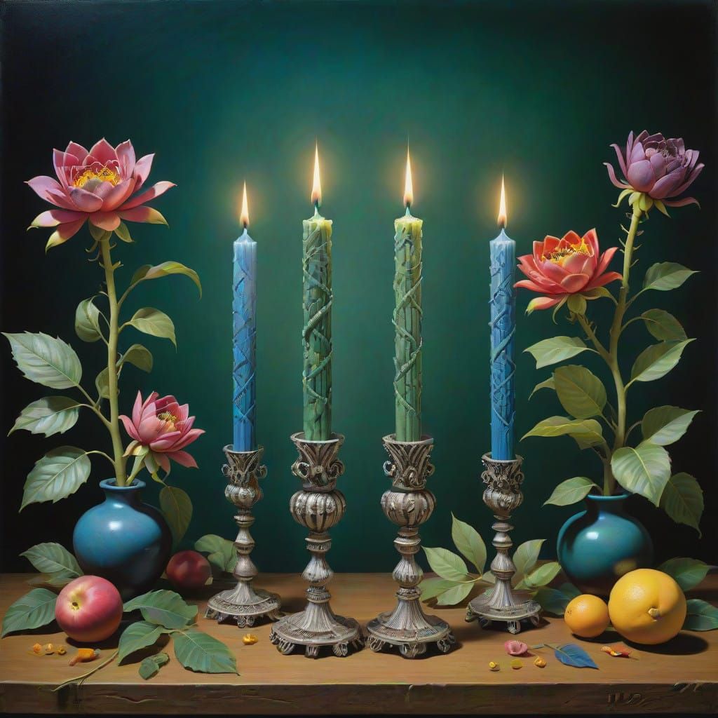 Surreal Candles in Lush Green Environments