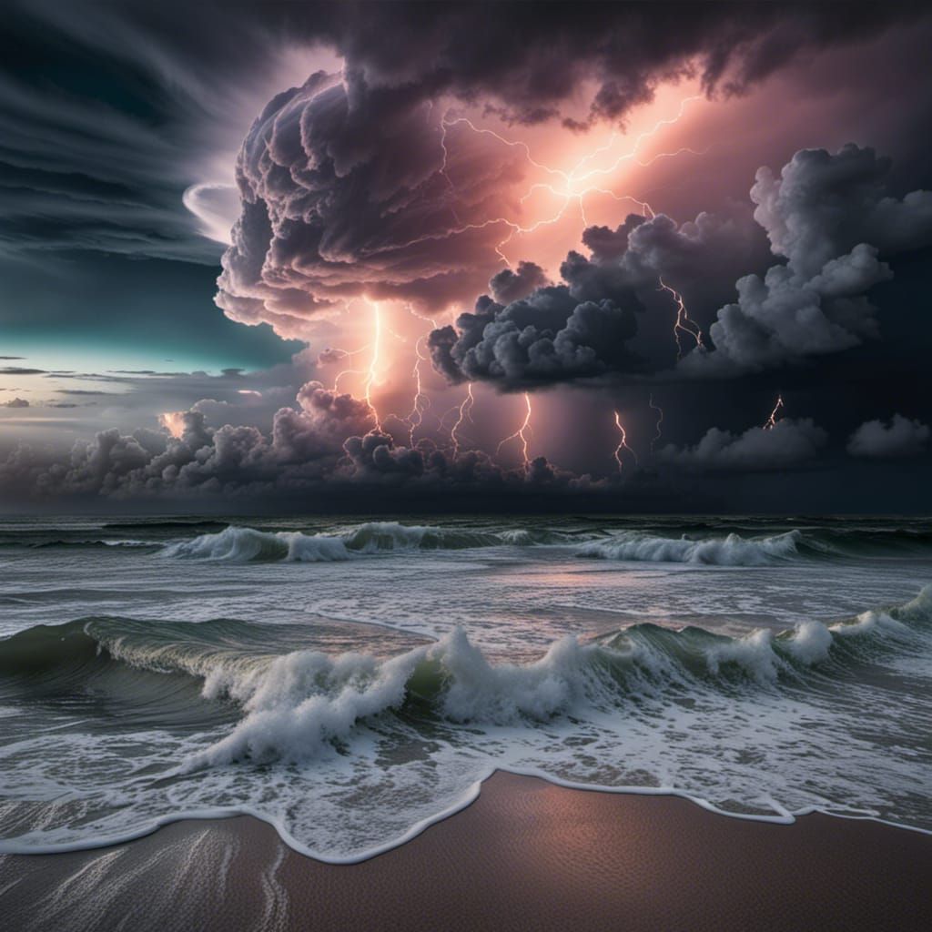 Magnificent Storm Over the Ocean