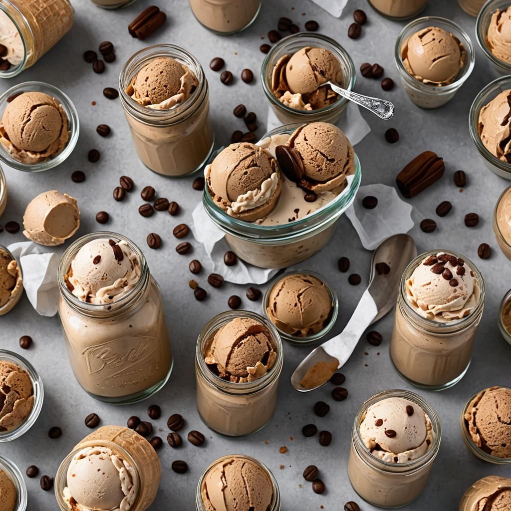 Coffee Ice Cream Dessert in Jar
