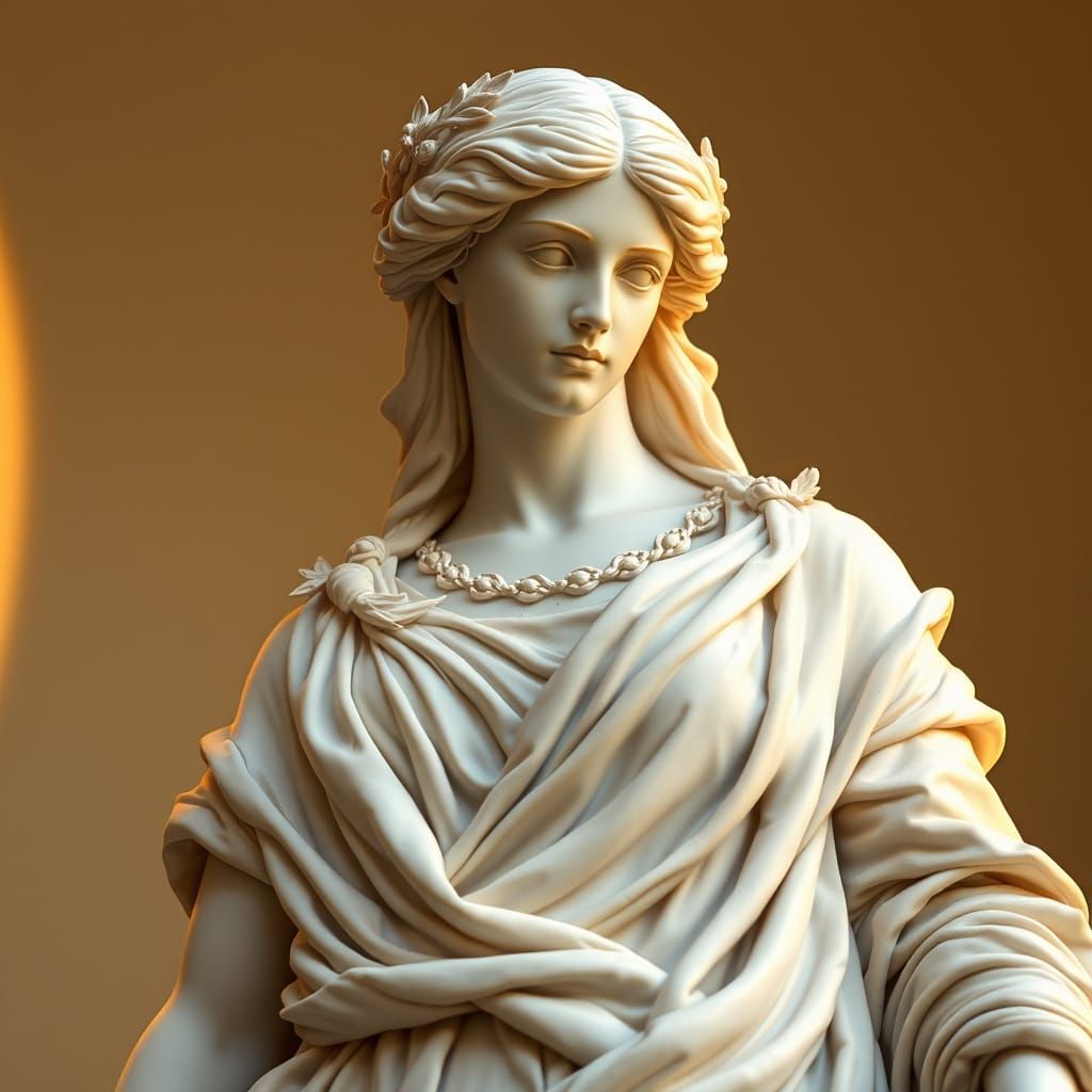 Ethereal Neoclassical Woman Adorned with Laurel Leaves