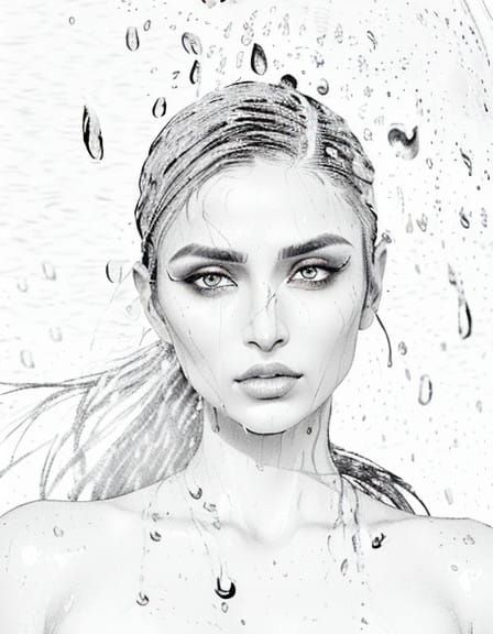 Toned Indian Beauty in Rainy Black Bikini, Accentuating Hour...