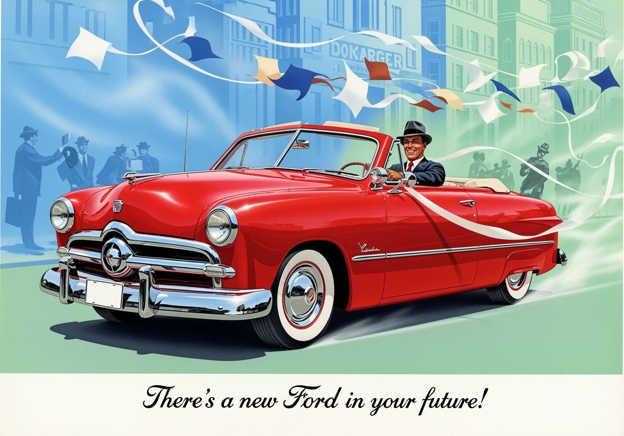 Vintage Airbrushed Ad: 1949 Ford Convertible