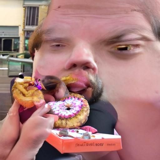 Person Eating Doughnuts