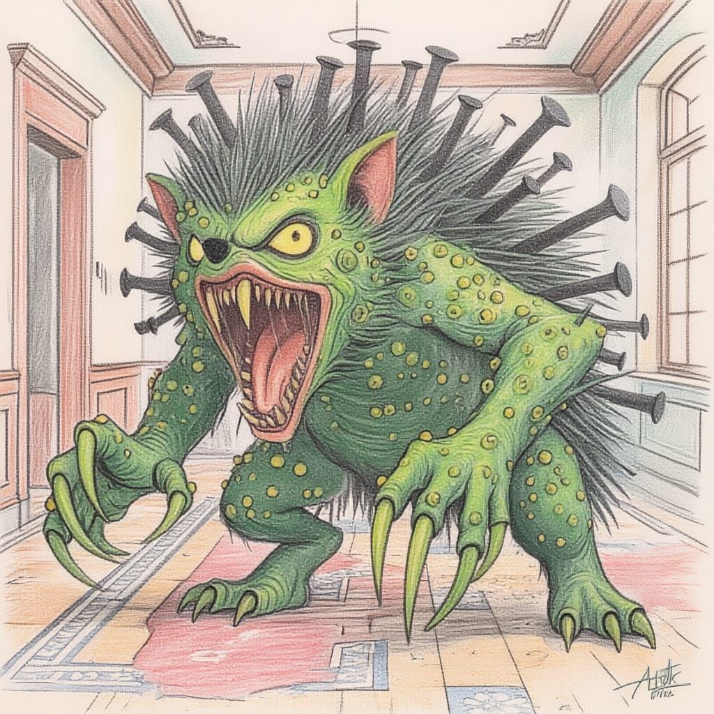 Mutated Humanoid Hedgehog Monster with Radioactive Glow