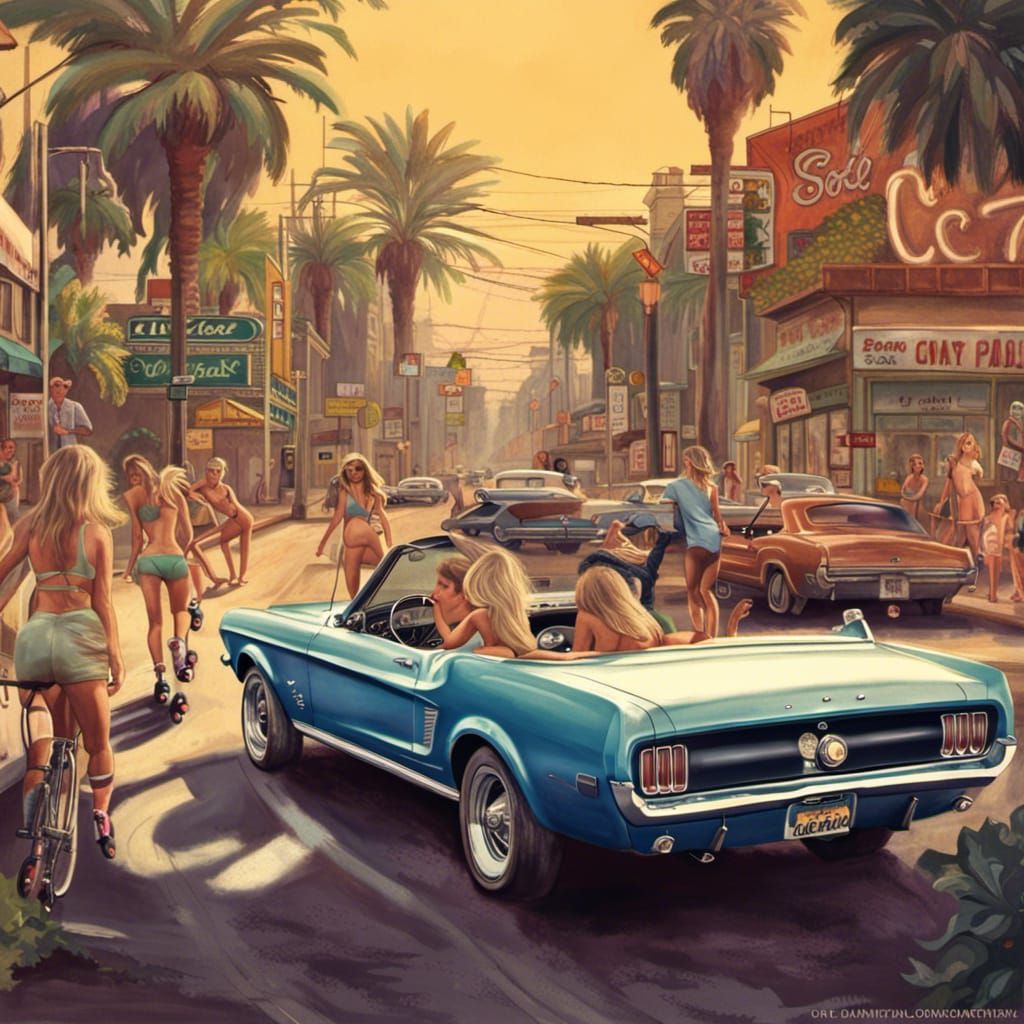 Fat Cat Drives a Mustang on Santa Cruz Boulevard