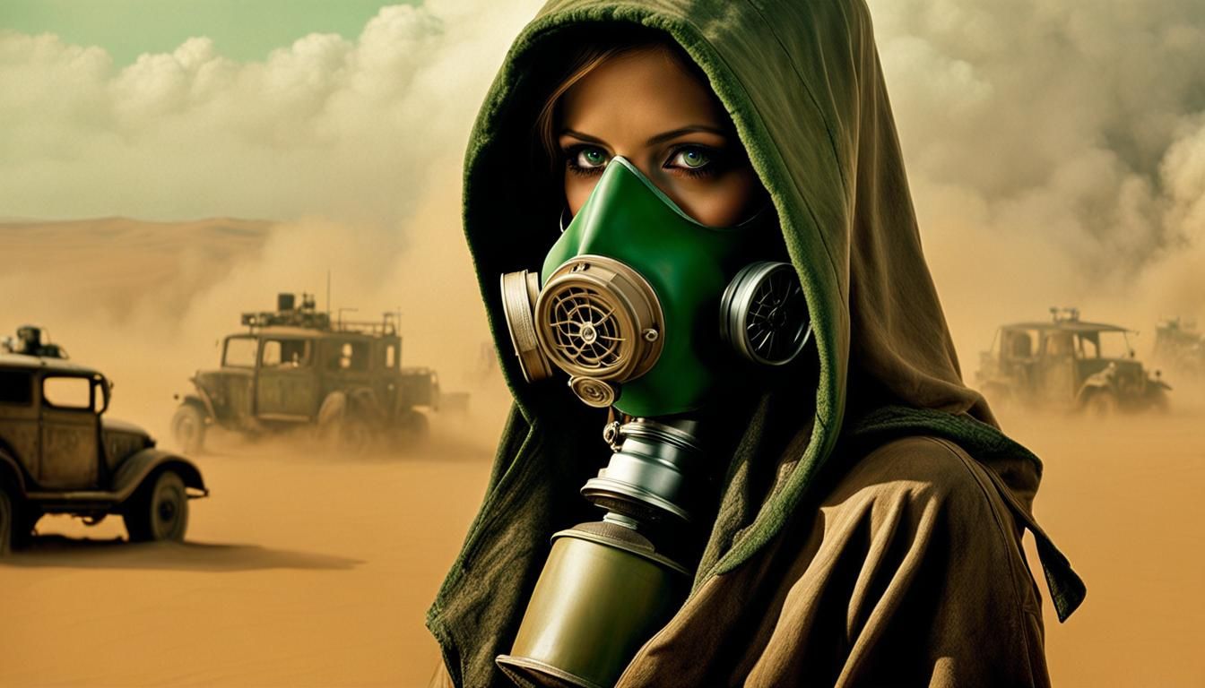 Dystopian Desertpunk Woman with Gas Mask