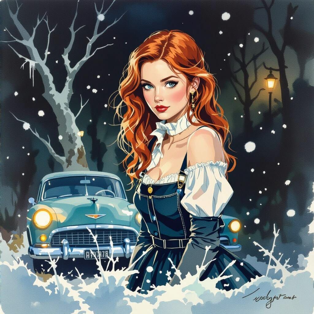 Perrett's Brook got shook up/
Headlights melt the frost/
Beating down on the ground/
Night she blankets in/
Covering as ...