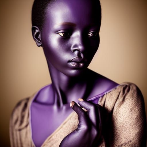 Beautiful african tgirl made of purple marble, Renaissance sculpture by Leonardo da Vinci