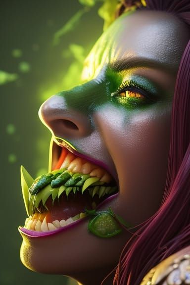 A female vampire demonstrating that many of them are now turning vegan