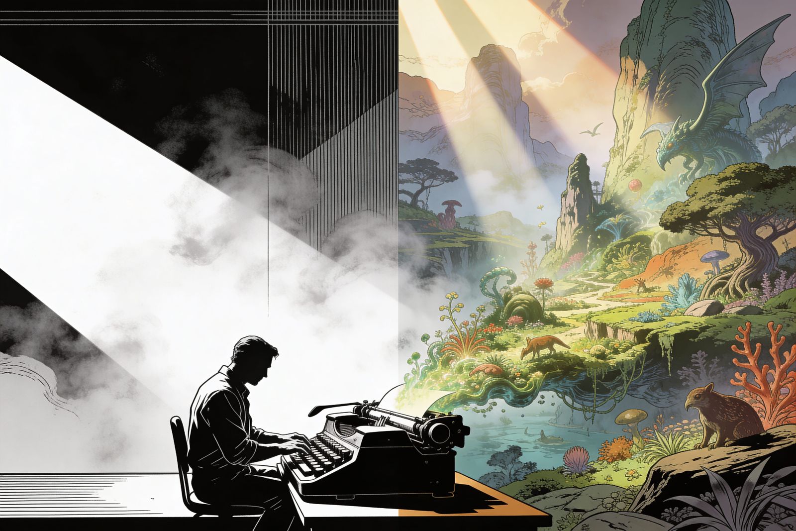 Writer Creates Vibrant Fantasy World from Monochrome Lines