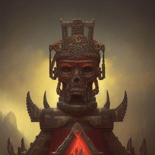 Mayan King on Altar: Baroque Hyperrealism