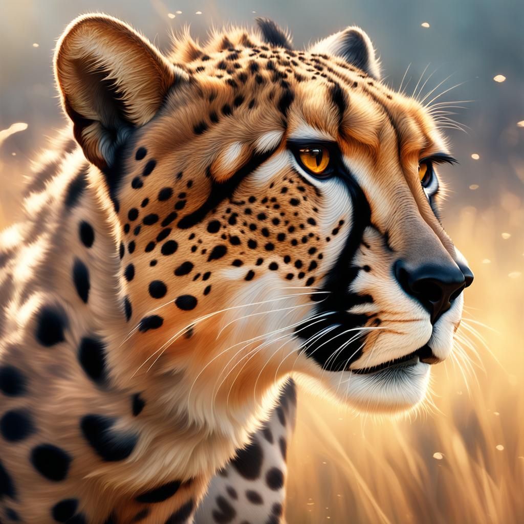 Cheetah Chasing Antelope: Hyperdetailed Portrait
