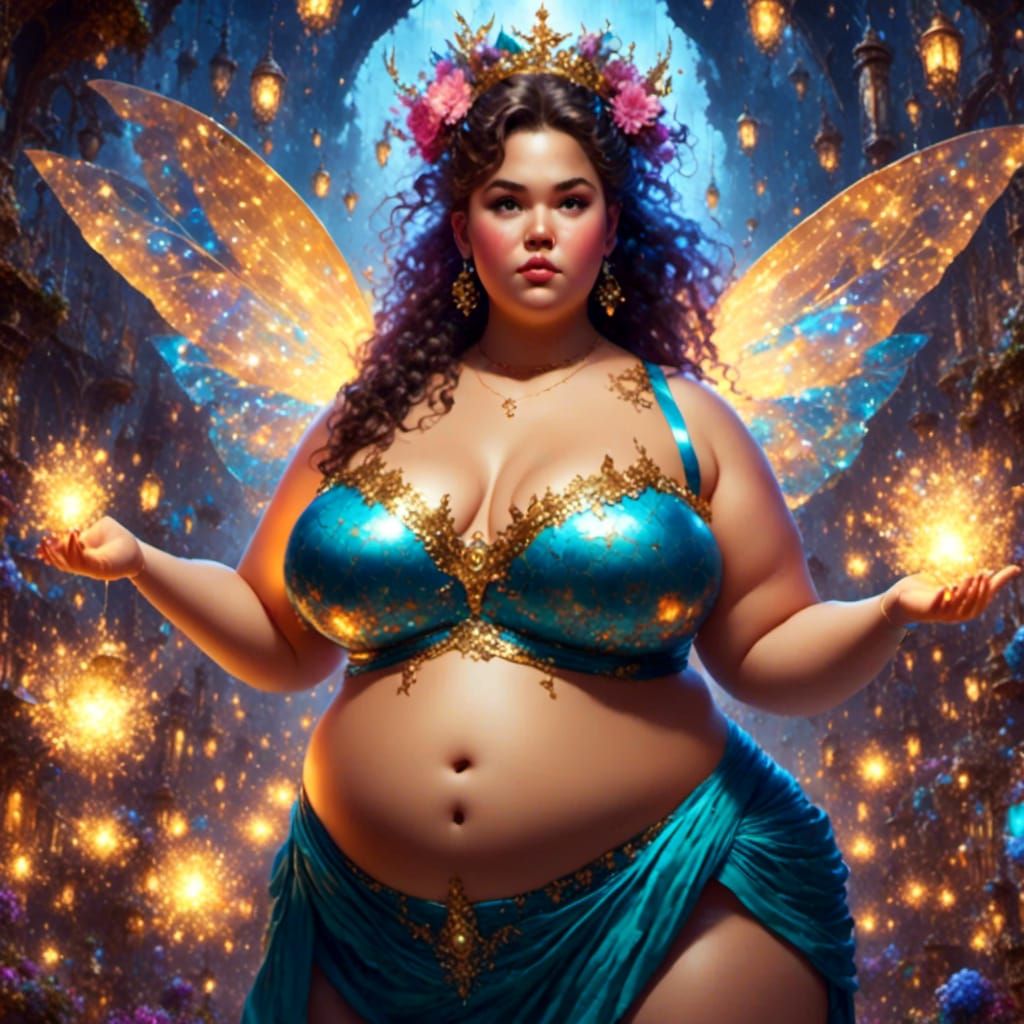 Plus-Size Fairy in Purple Fantasy Style