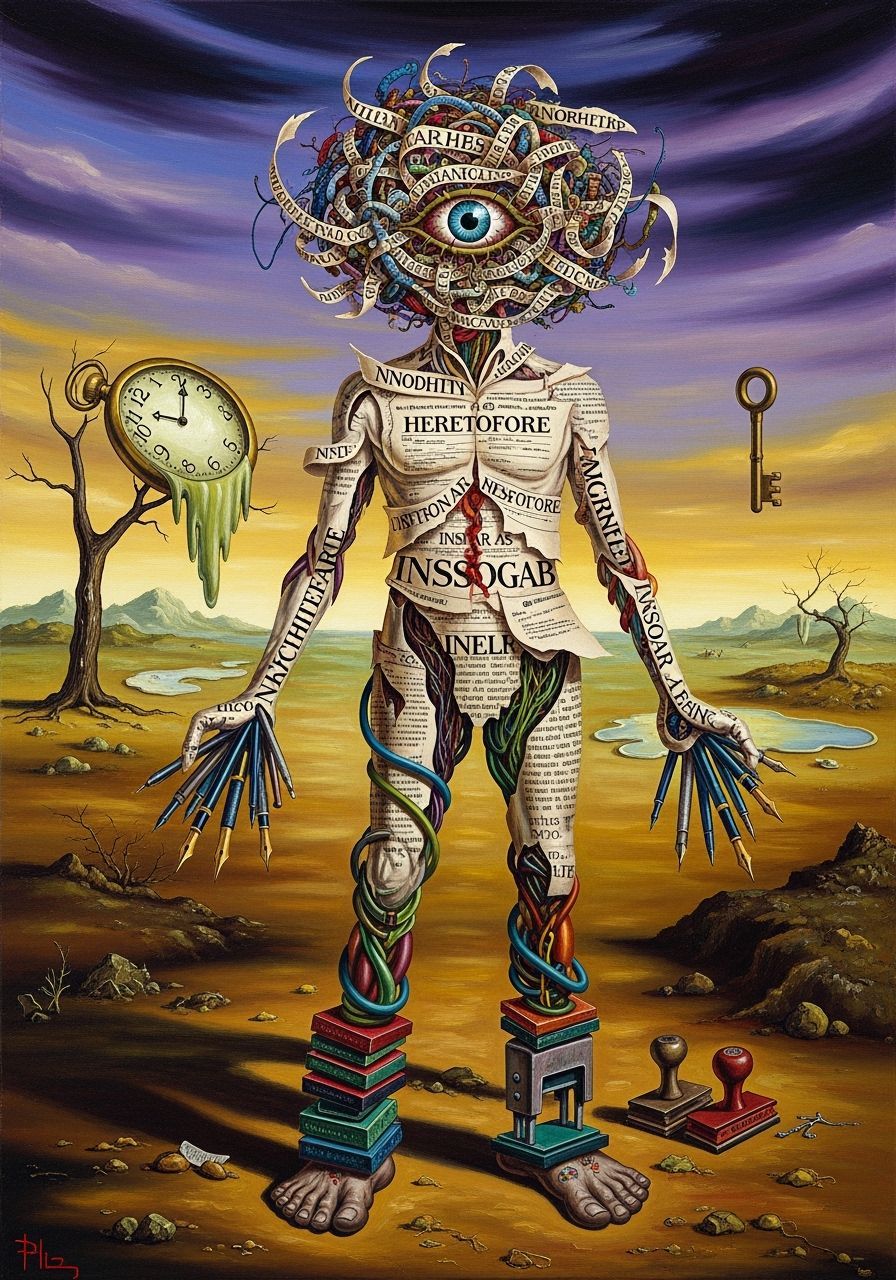 Personification of Bafflegab in Dali-Inspired Landscape