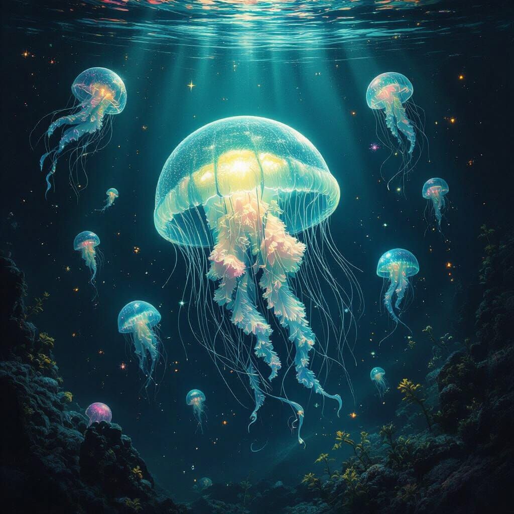 Bioluminescent Jellyfish Illuminates Mariana Trench Depths