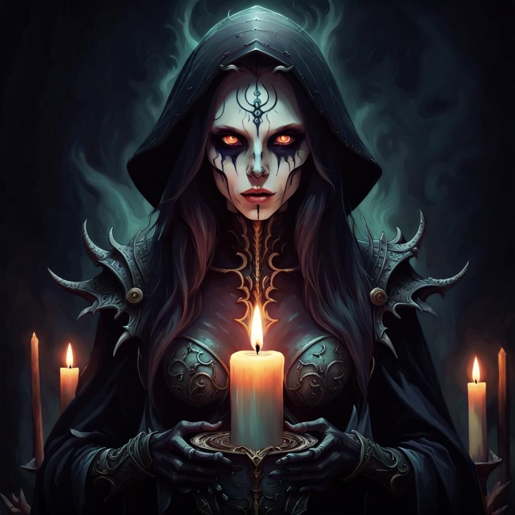 Arrogant Dark Witch in Mesmerizing Sci-Fi Style