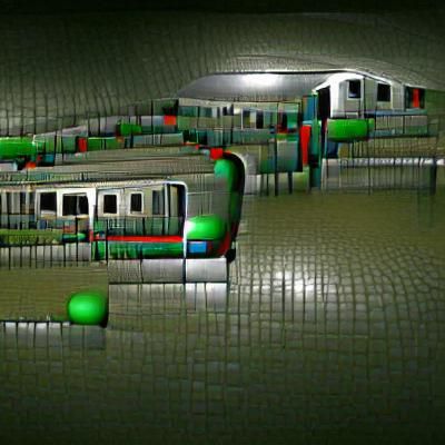 Subway Train in Matrix Style Simulation