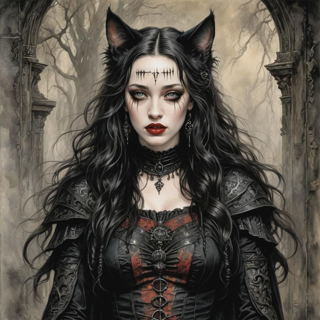 Goth Kat Dennings as Bright Fantasy Art