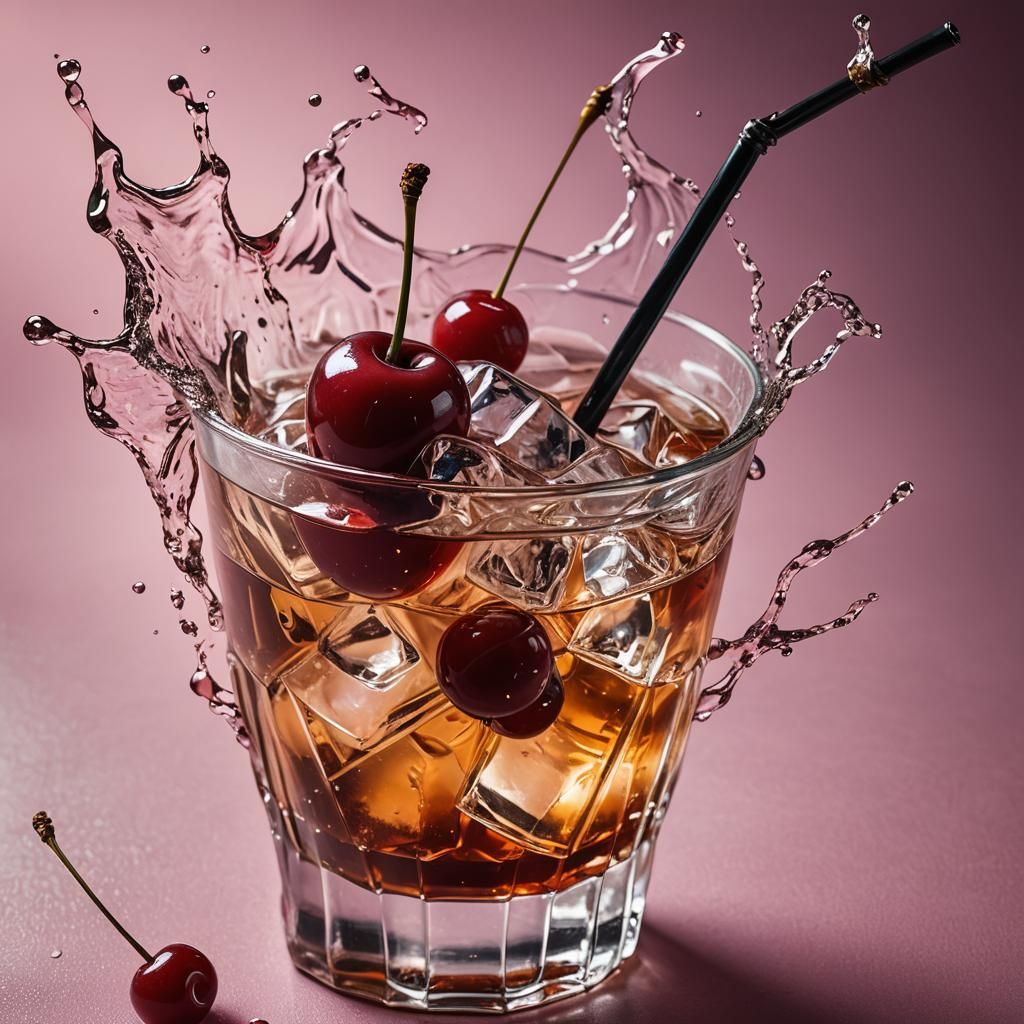 Hyperrealistic Old Fashion Cocktail with Cherry