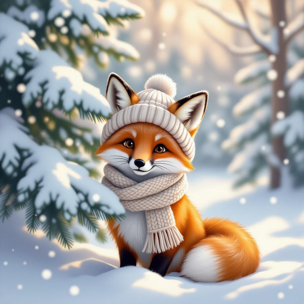 Whimsical Fox in Enchanted Forest Storybook Style