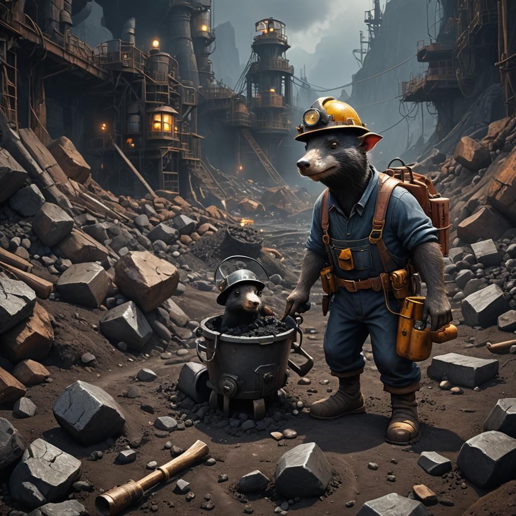 Mole Coal Miner in Fantasy Concept Art