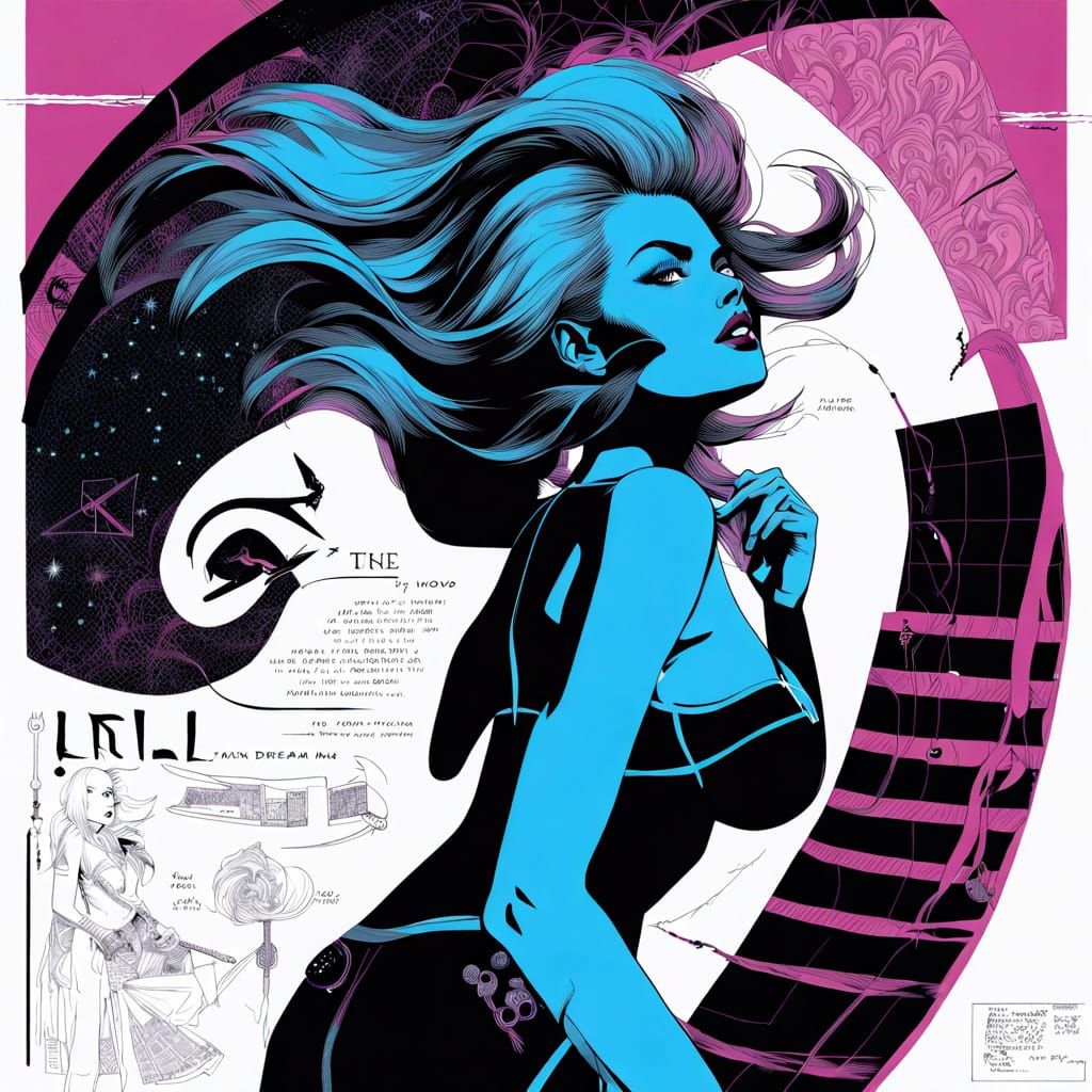 Surreal Woman in Space with Retro-Futuristic Aesthetic