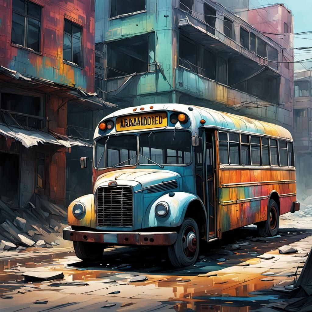 Abandoned Bus: Hyperrealistic Rendering with Dramatic Lighti...