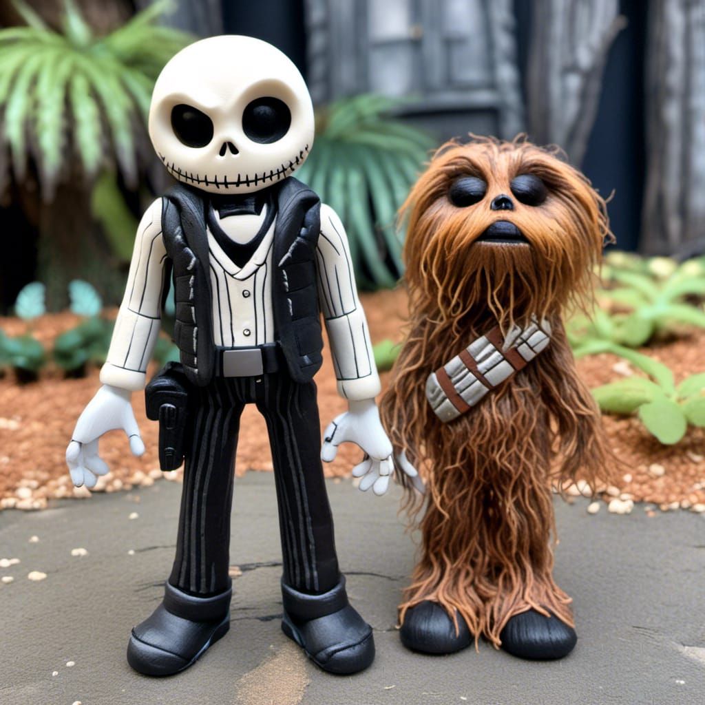 Jack Skellington as Han Solo in Claymation Style