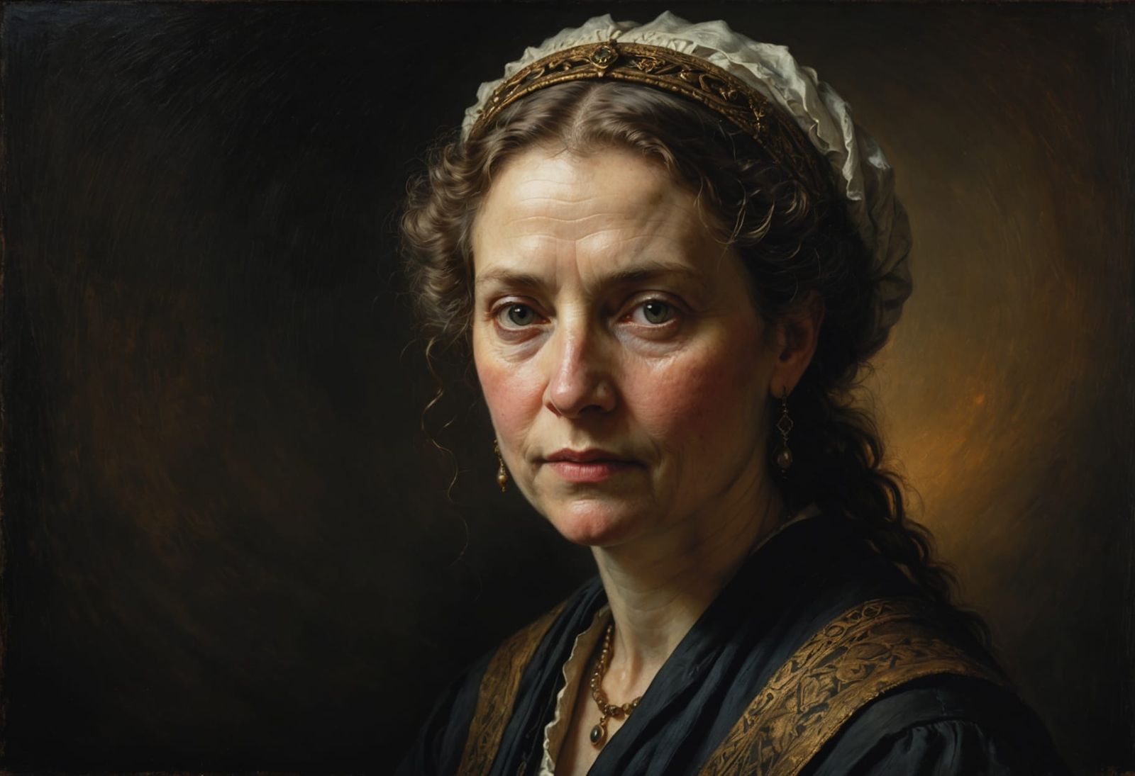 Rembrandt-Inspired Portrait of a Woman with Magical Eyes